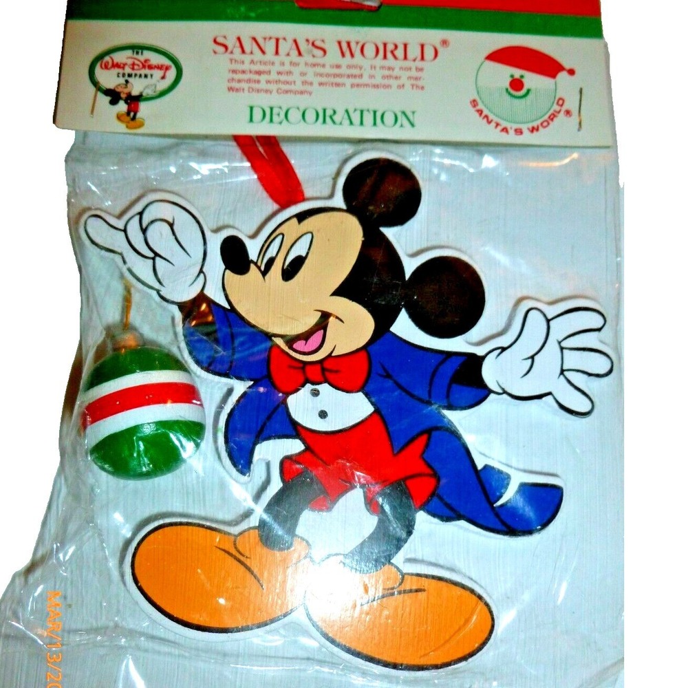 Vintage‎ Disney Mickey Mouse Christmas Ornament Kurt Adler Santa's World W5070